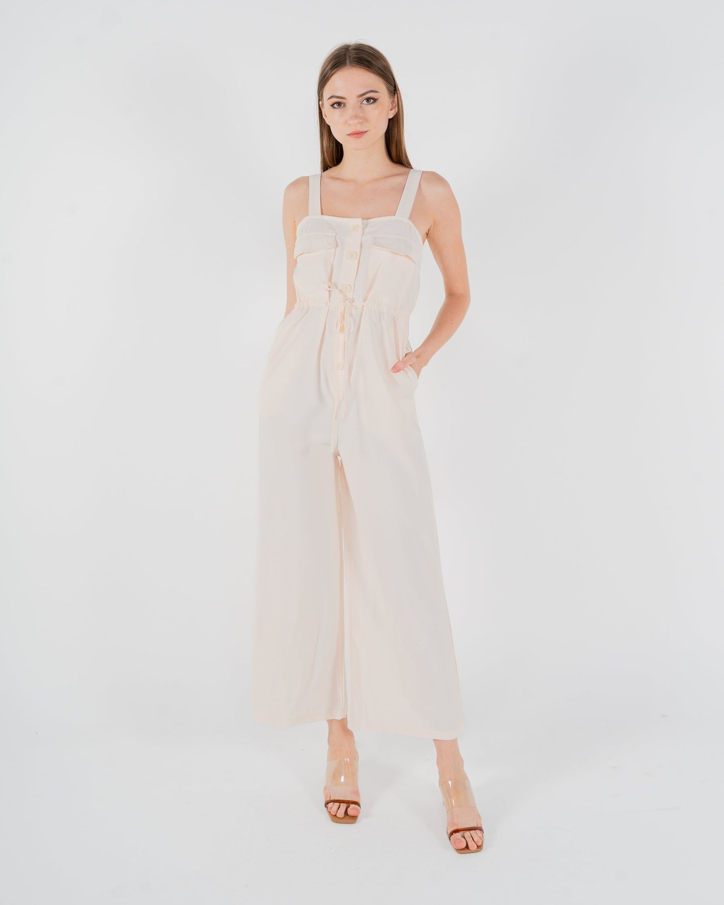 Elinor Drawstring Jumpsuit (Cream)