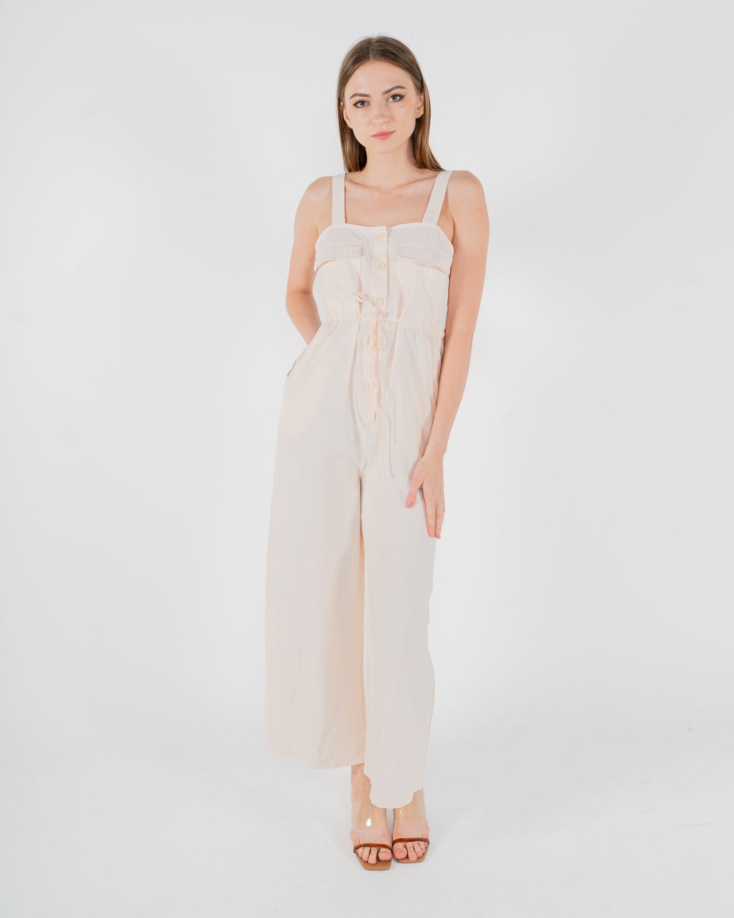 Elinor Drawstring Jumpsuit (Cream)