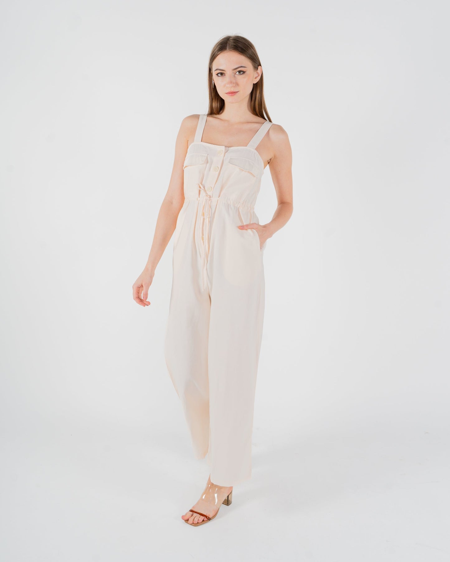 Elinor Drawstring Jumpsuit (Cream)