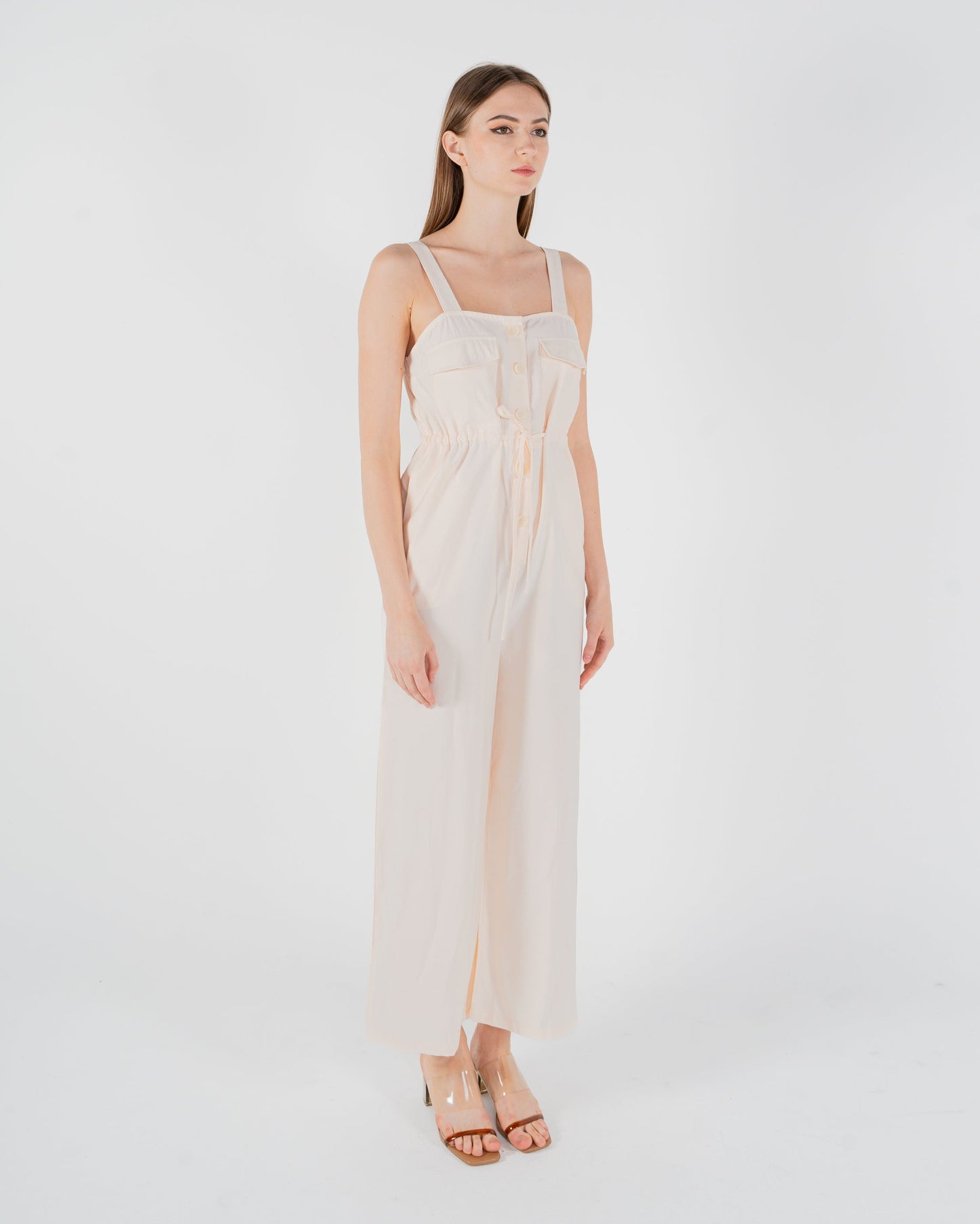 Elinor Drawstring Jumpsuit (Cream)